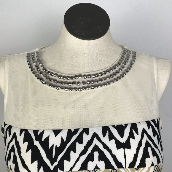 Roz & Ali Sleeveless Blouson Dress Women’s Size 10 Multicolor Round Beaded Neck - Picture 12 of 16